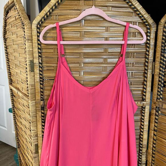 Torrid Honeysuckle Pink Maxi Challis Trapeze Dress 2X NWT slip resort Barbie - Picture 7 of 8